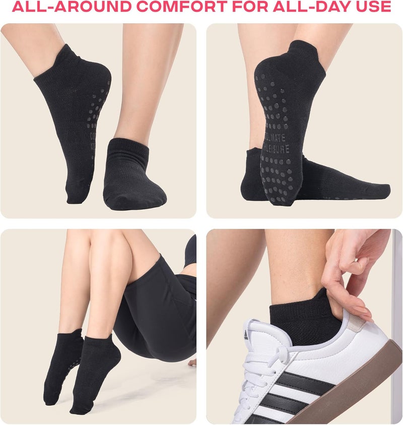 CoolMate Store Pilates Socks with Grips for Women, Yoga Socks, Crew Non Slip Women for Barre, Pilates Gifts - Image 3